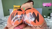 The local slut gets fucked by the whole town on Halloween