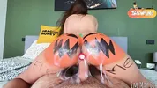 The local slut gets fucked by the whole town on Halloween