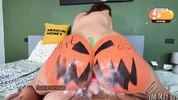 The local slut gets fucked by the whole town on Halloween