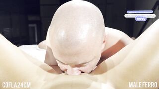 Rubia CULONA toma el TRIPLE CREAMPIE de la verga gigande de COFLA24CM Ft. Male Ferro