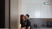 Big Boobs Girl in Sexy Lingerie Fucked in the Kitchen with Cum in Her Mouth.( 4k porn)