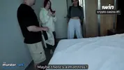 Step Mom and Step Sister Share Bed with Step Son in Wild Hotel Fuck (feat. Ghomestory)