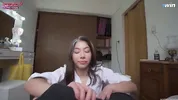 Schoolgirl plays with my big cock and dares anal sex