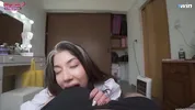 Schoolgirl plays with my big cock and dares anal sex