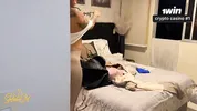 MILF - My sexy stepmom caught me spying her and she gives me a real sex lesson