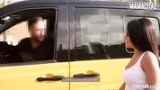 MAMACITAZ - BIG TITS BRUNETTE FUCKS TAXI DRIVER FOR A FREE RIDE