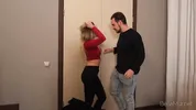 Married couple was so horny they started to fuck right on the stairs