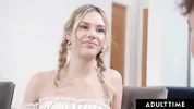 ADULT TIME - Naughty Petite Dylan Moore Seduces Shocked StepCousin By Showing Him Her Wet Pussy