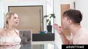 ADULT TIME - Naughty Petite Dylan Moore Seduces Shocked StepCousin By Showing Him Her Wet Pussy