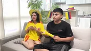 Mi horny Latina best friend waits for me without underwear and bets her rich wet pussy if her team wins. 2026 World Cup Special!