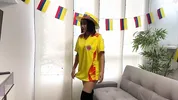 Mi horny Latina best friend waits for me without underwear and bets her rich wet pussy if her team wins. 2026 World Cup Special!