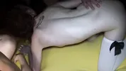 Horny young women let hard cocks fuck their pussies and mouths, swap cum from mouth to mouth, and lick each other's pussies clean.