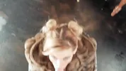 Hottie In Fur Coat Sucks Your Cock and Takes a Huge Facial