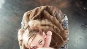 Hottie In Fur Coat Sucks Your Cock and Takes a Huge Facial