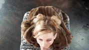 Hottie In Fur Coat Sucks Your Cock and Takes a Huge Facial