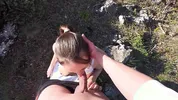 Hot sex in the mountains: POV and hard doggy on top