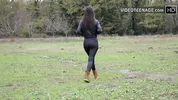 lovely brunette shows her perfect big ass during video casting