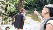 Daring couple gets lost in the woods and ends up fucking in a hidden paradise!