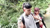 Daring couple gets lost in the woods and ends up fucking in a hidden paradise!