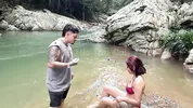 Daring couple gets lost in the woods and ends up fucking in a hidden paradise!