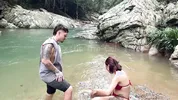 Daring couple gets lost in the woods and ends up fucking in a hidden paradise!
