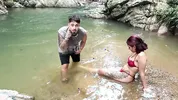 Daring couple gets lost in the woods and ends up fucking in a hidden paradise!