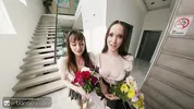 VR Bangers: Teen Stepsisters Give Double Blowjob & Ride Soldier's Huge Cock In Hot Threesome HD Porn