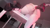 Huge Monster Cock cumming non-stop in a cute girl in white stockings. Creampie overflow