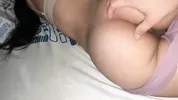 I find my friend lying down and convince her to have amazing rough sex until I on her belly