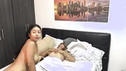 naughty college girl masturbates and licks her friend's cock.