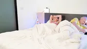 Step Mom Shared Bed with her Step Son and has a squirting Orgasm while her Step Dad wasn't looking!