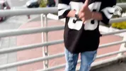 Empanadas Sales Boy from zero sales to hot fuck with his client who had no money christmas eve, he cumshots a lot in her mouth (PART 1)