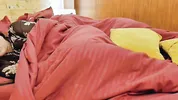 My big stepsister was angry, we shared single bed, full Hindi Audio