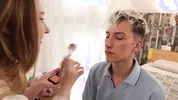 She showed her stepbrother how to be a slut. His stepdad appreciated his efforts.