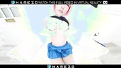 Skinny Japanese girl Yume Hanaoka masturbates with a sex toy on the bed,in VR.