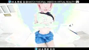 Skinny Japanese girl Yume Hanaoka masturbates with a sex toy on the bed,in VR.