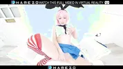 Skinny Japanese girl Yume Hanaoka masturbates with a sex toy on the bed,in VR.