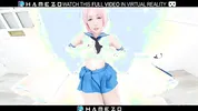 Skinny Japanese girl Yume Hanaoka masturbates with a sex toy on the bed,in VR.