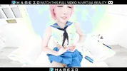 Skinny Japanese girl Yume Hanaoka masturbates with a sex toy on the bed,in VR.