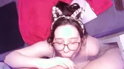 Busty brunette with milky tits gets titty fucked and balls in mouth