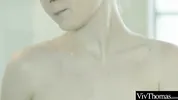Cute brunette eats her lesbian lovers pussy