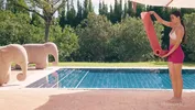 WOWGIRLS Amazing girl Vixi Rafi doing yoga naked by the pool in this hot solo video