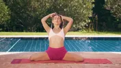 WOWGIRLS Amazing girl Vixi Rafi doing yoga naked by the pool in this hot solo video