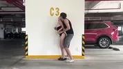 Unknown blonde fucks in a parking lot in plain sight