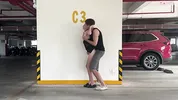 Unknown blonde fucks in a parking lot in plain sight