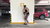 Unknown blonde fucks in a parking lot in plain sight