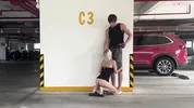 Unknown blonde fucks in a parking lot in plain sight