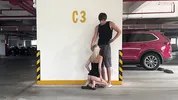 Unknown blonde fucks in a parking lot in plain sight