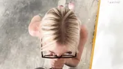 Unknown blonde fucks in a parking lot in plain sight