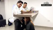 My best friend's MILF mom sucks my cock in front of him and he doesn't notice.